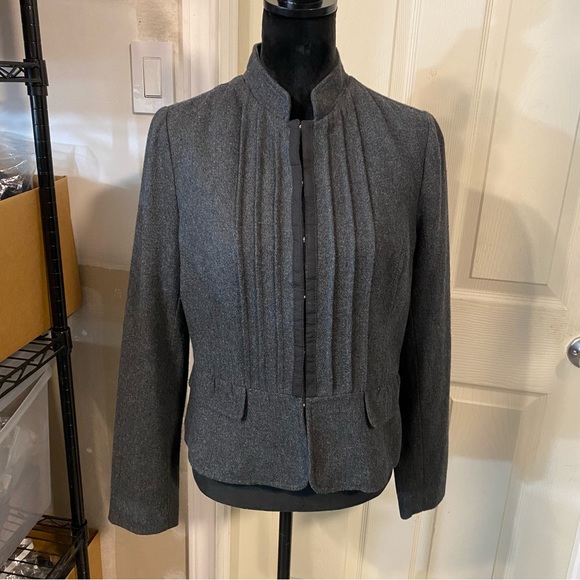 Wool Clasp button Cropped Jacket Gray wool blend Textured Women’s jacket Medium - Picture 14 of 14